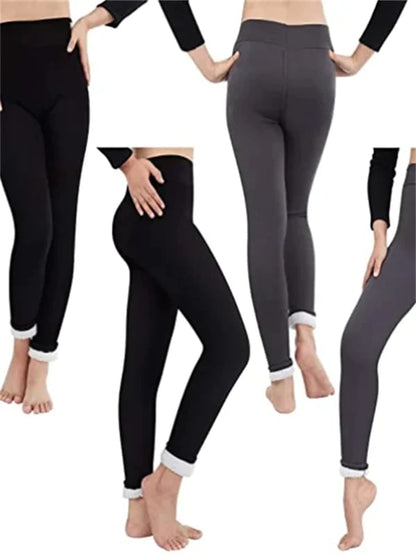 Lot de leggings d’hiver noirs, taille haute, chevilles ourlées, coupe près du corps.