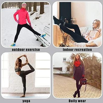 Pantalons d’hiver ajustés pour sport, leggings noirs et rouge, couvrance totale.