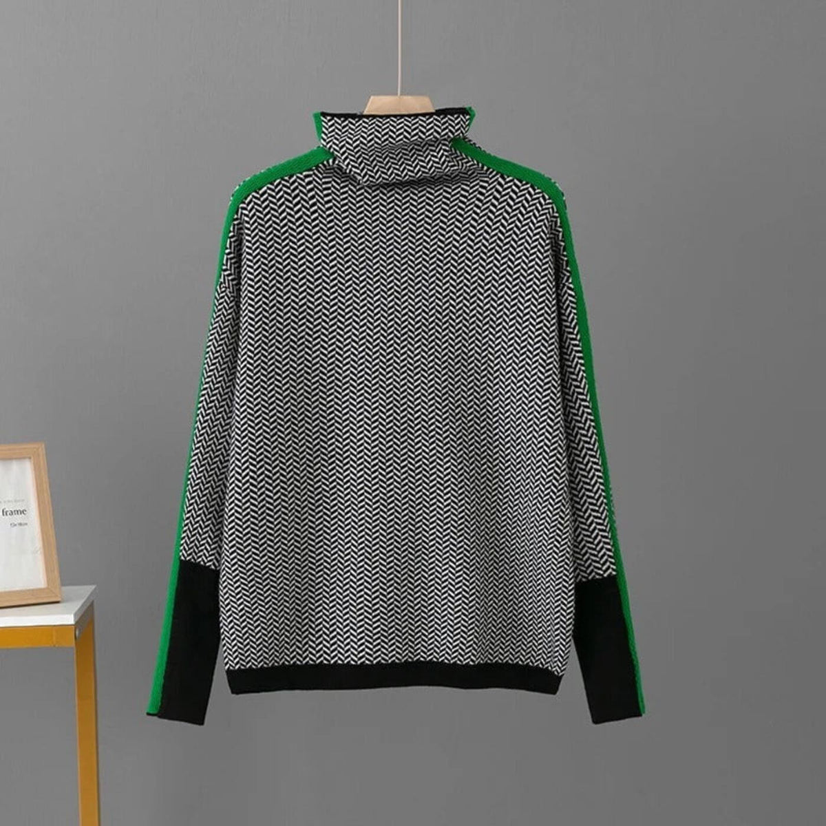 Leni - Pull à Col Roulé Chic à Chevrons