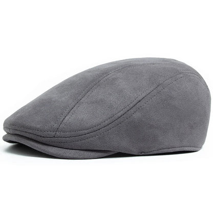 Béret en daim classique Bloom™ gris, coupe plate et couture centrale.