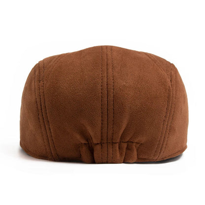 Béret en daim classique Bloom™ brun, vue arrière arrondie avec coutures verticales.