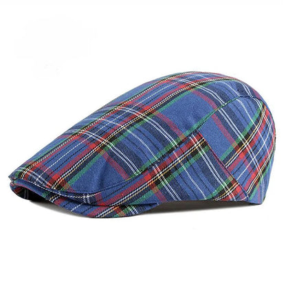 Casquette Bloom™ à carreaux bleu, forme gavroche, visière courbée