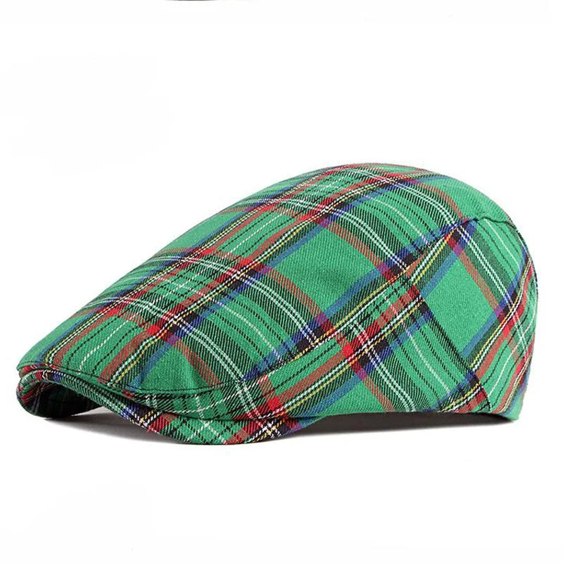 Casquette Bloom™ à carreaux verts, profil latéral, style gavroche