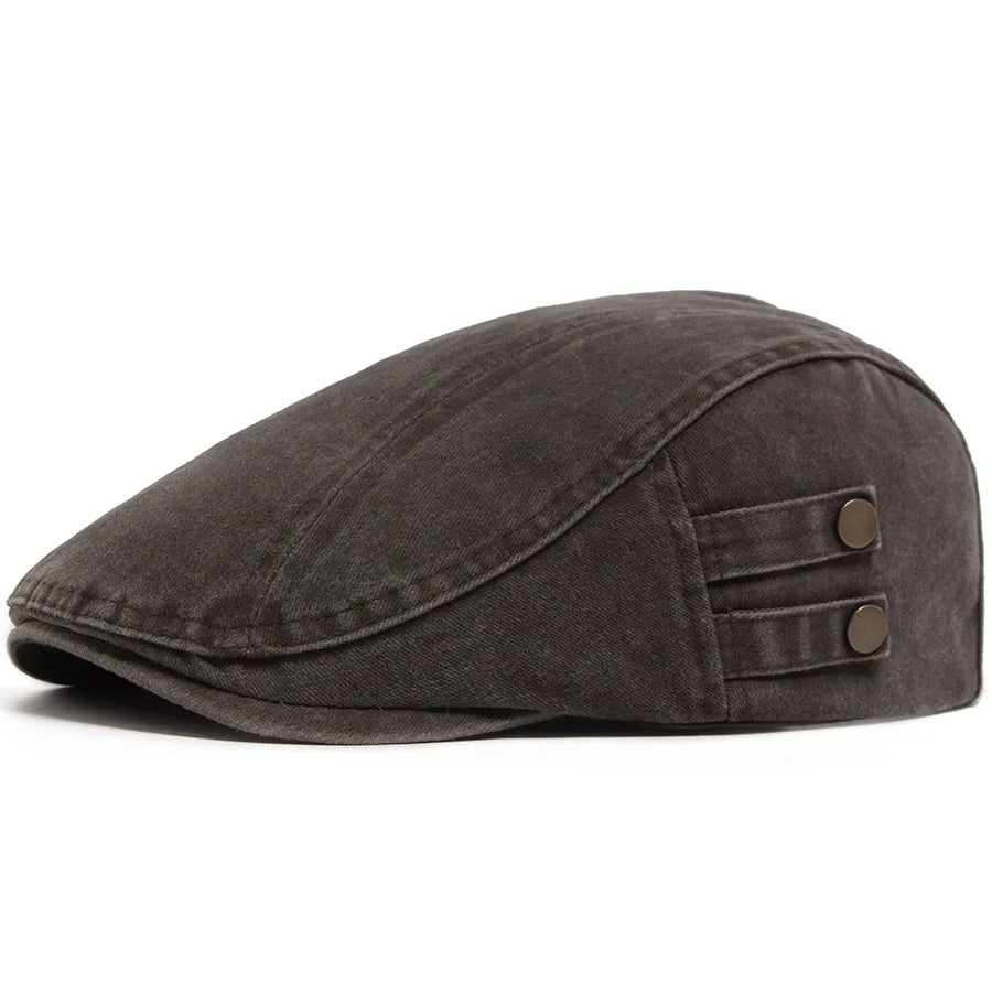 Casquette vintage homme Bloom™ en tissu gris foncé, visière courbée et deux boutons