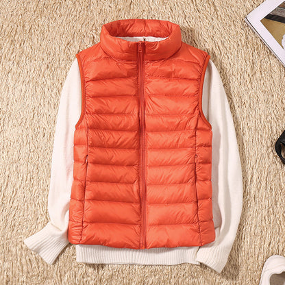 Gilet en duvet Saphire orange, sans manches, fermeture zippée, col montant