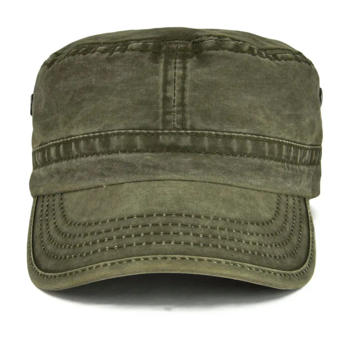 Casquette Bloom™ vintage robuste vert olive, vue de dessus avec empiècement de visière