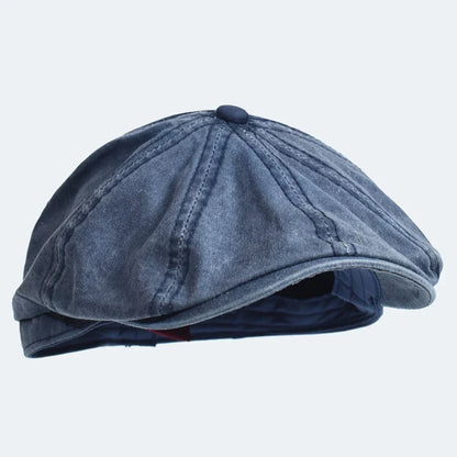 Casquette en coton Bloom™ bleue, vue de profil, visière courte et bouton