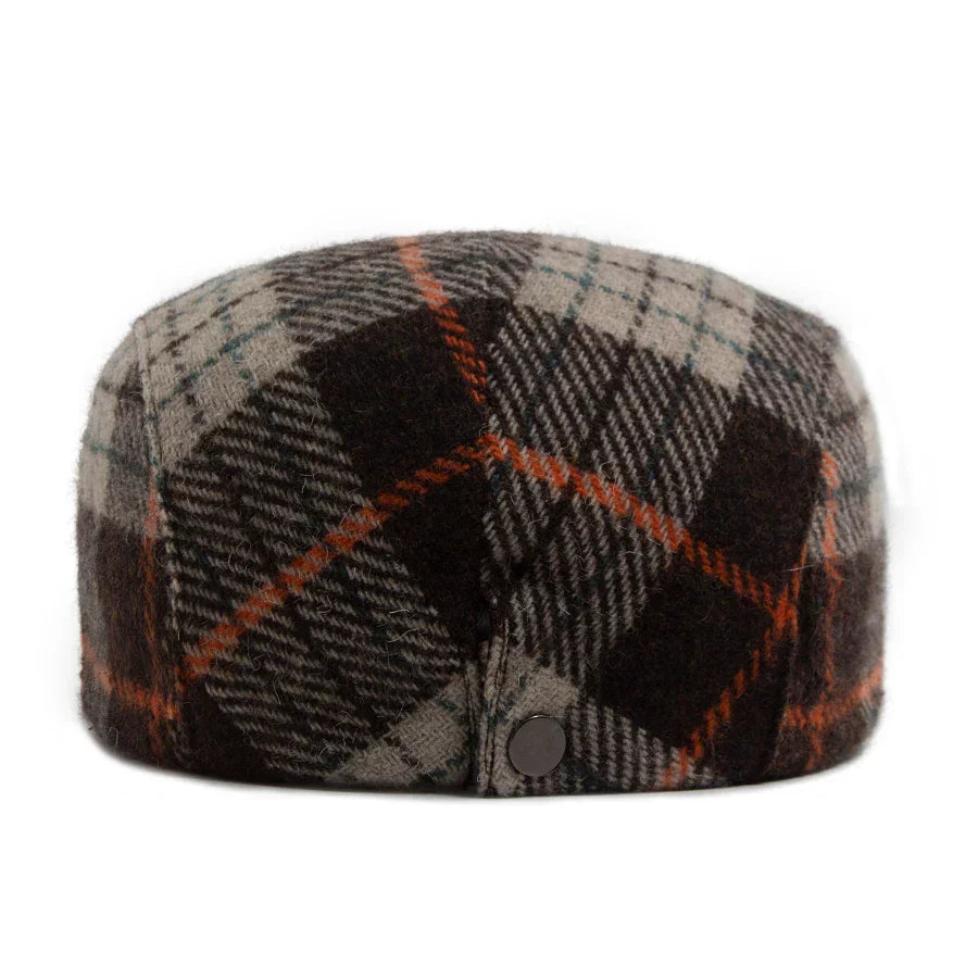 Casquette homme Bloom™ grise à carreaux, accents orange et bouton sur le dessus