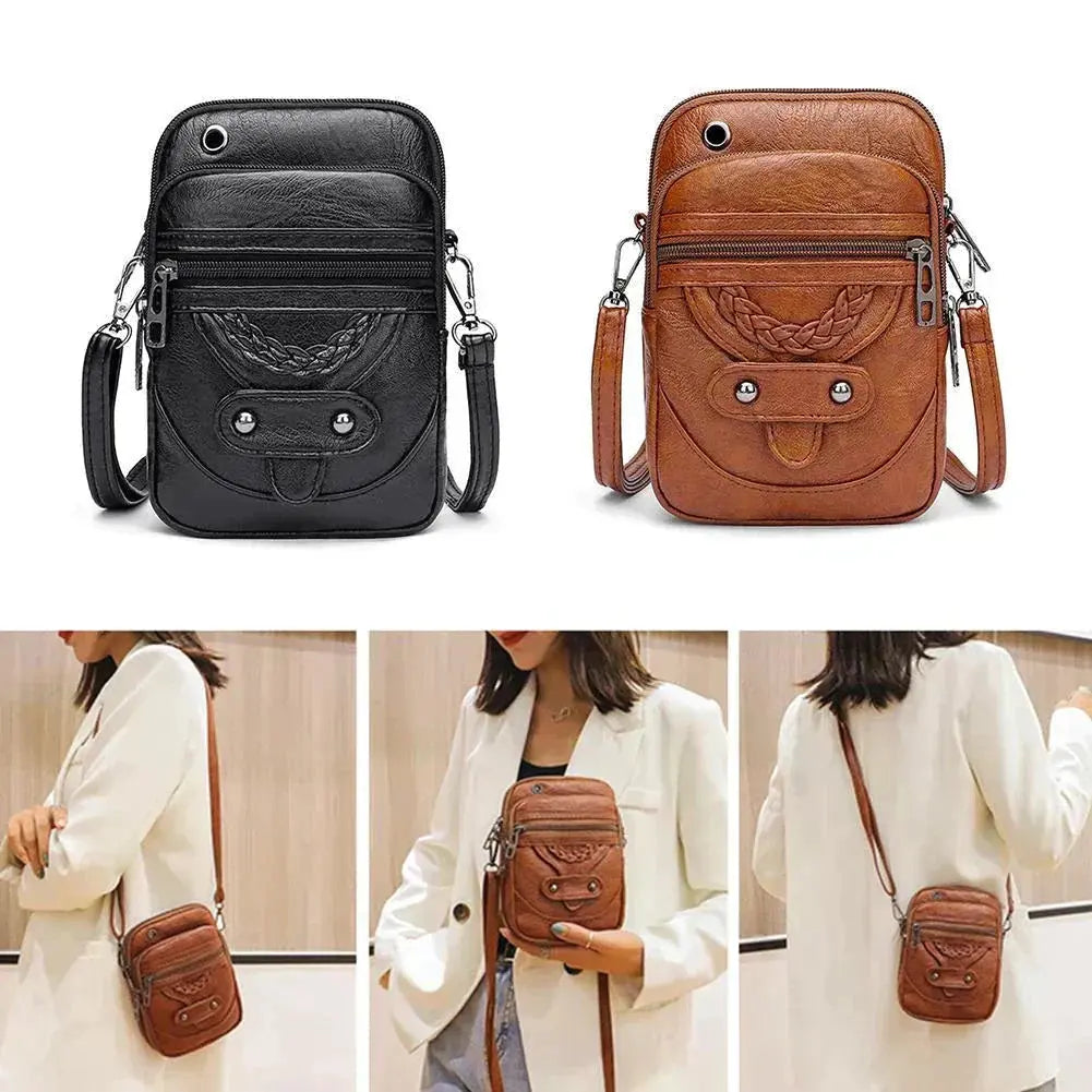 Ensemble de sacs à bandoulière noirs et marron, bandoulière avec fermetures zippées