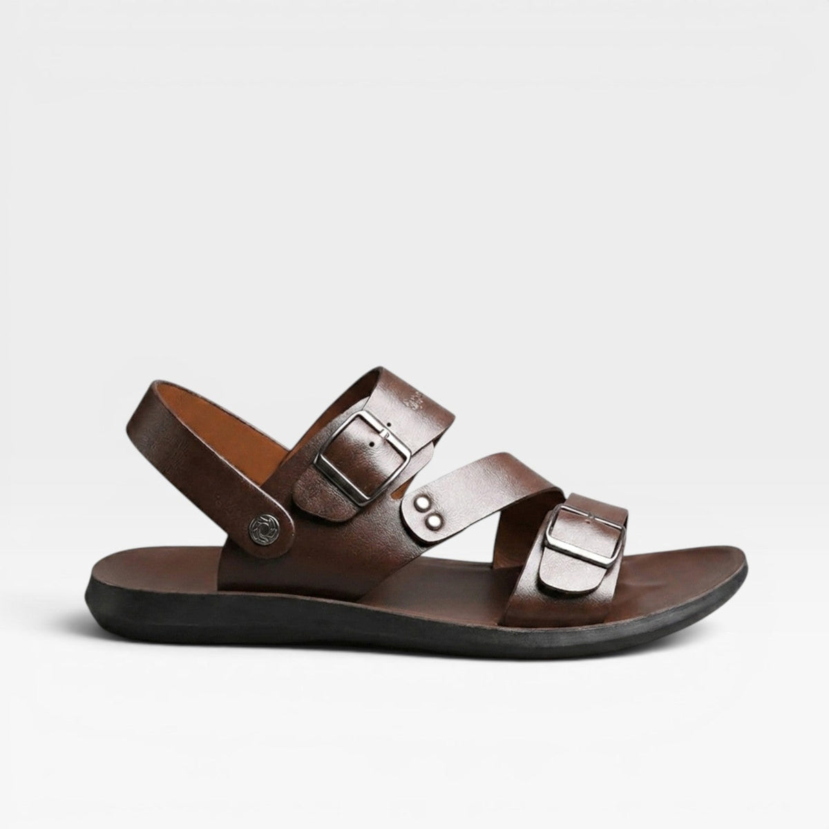 Sandales homme en cuir à lanières réglables – Style d'été confortable à boucles