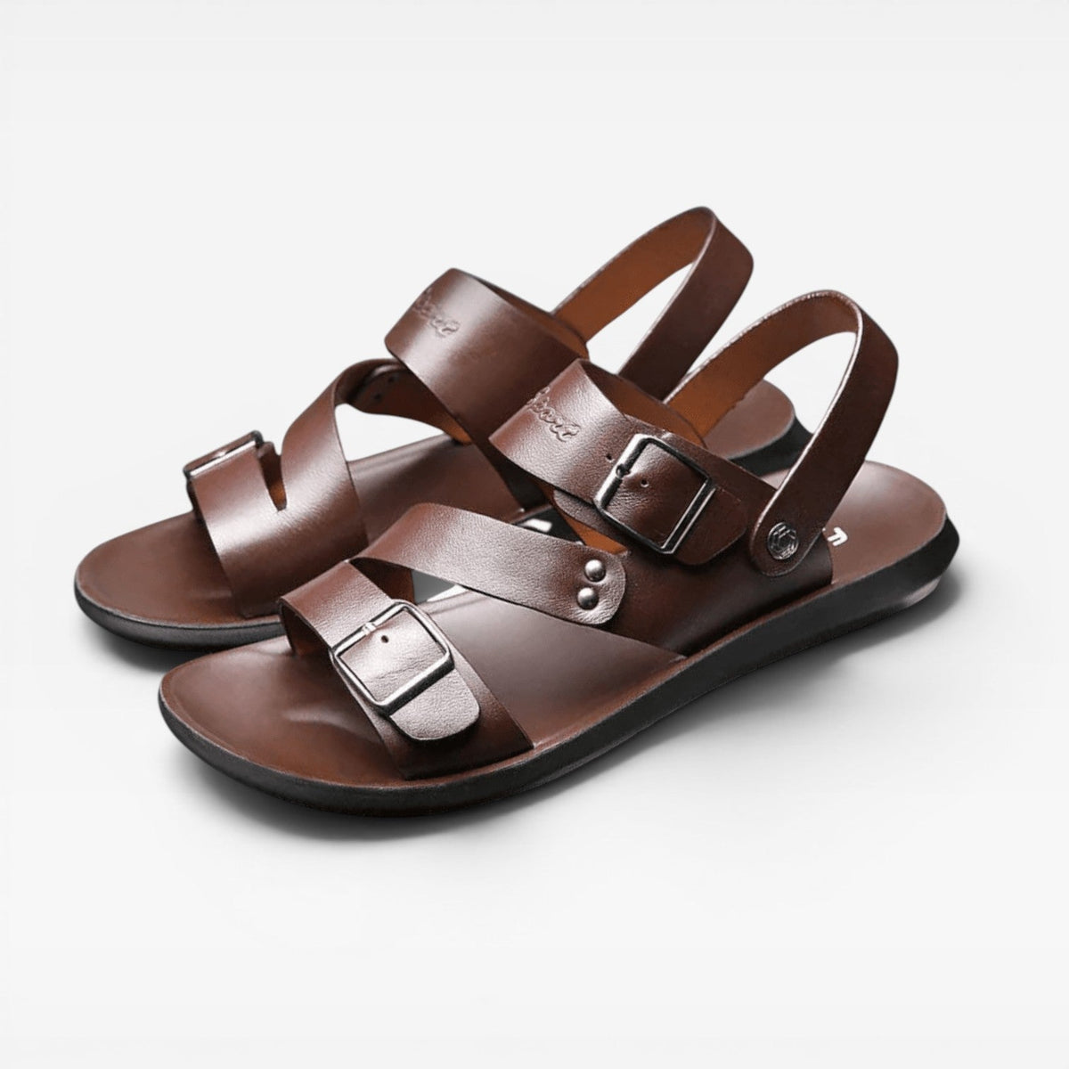 Sandales homme en cuir à lanières réglables – Style d'été confortable à boucles