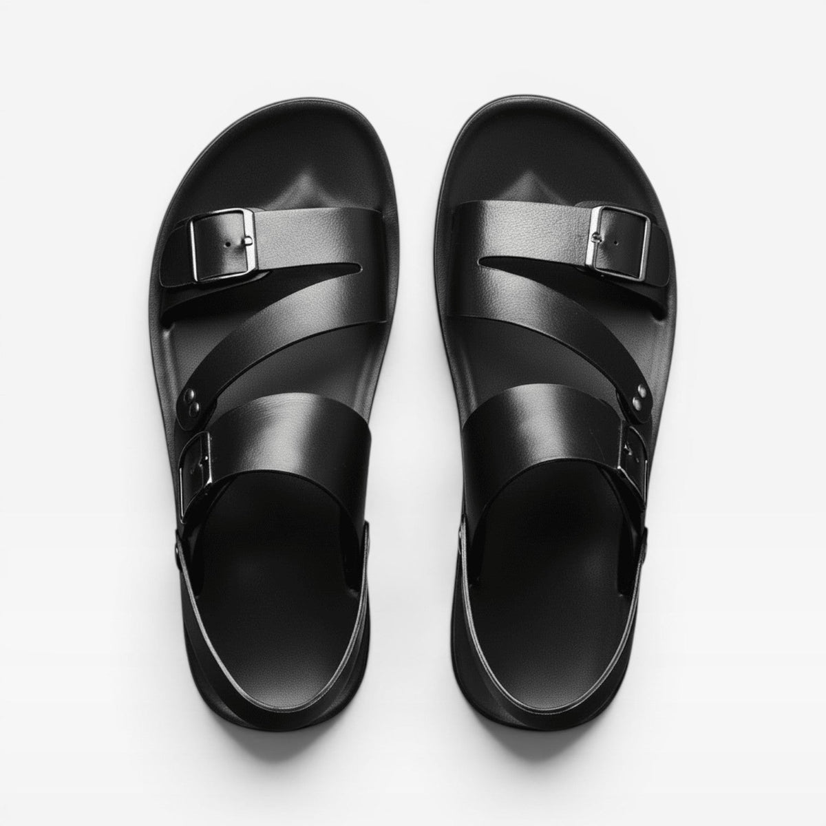 Sandales homme en cuir à lanières réglables – Style d'été confortable à boucles