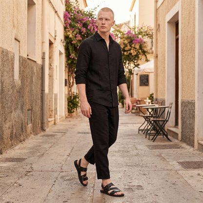 Sandales homme en cuir à lanières réglables – Style d'été confortable à boucles