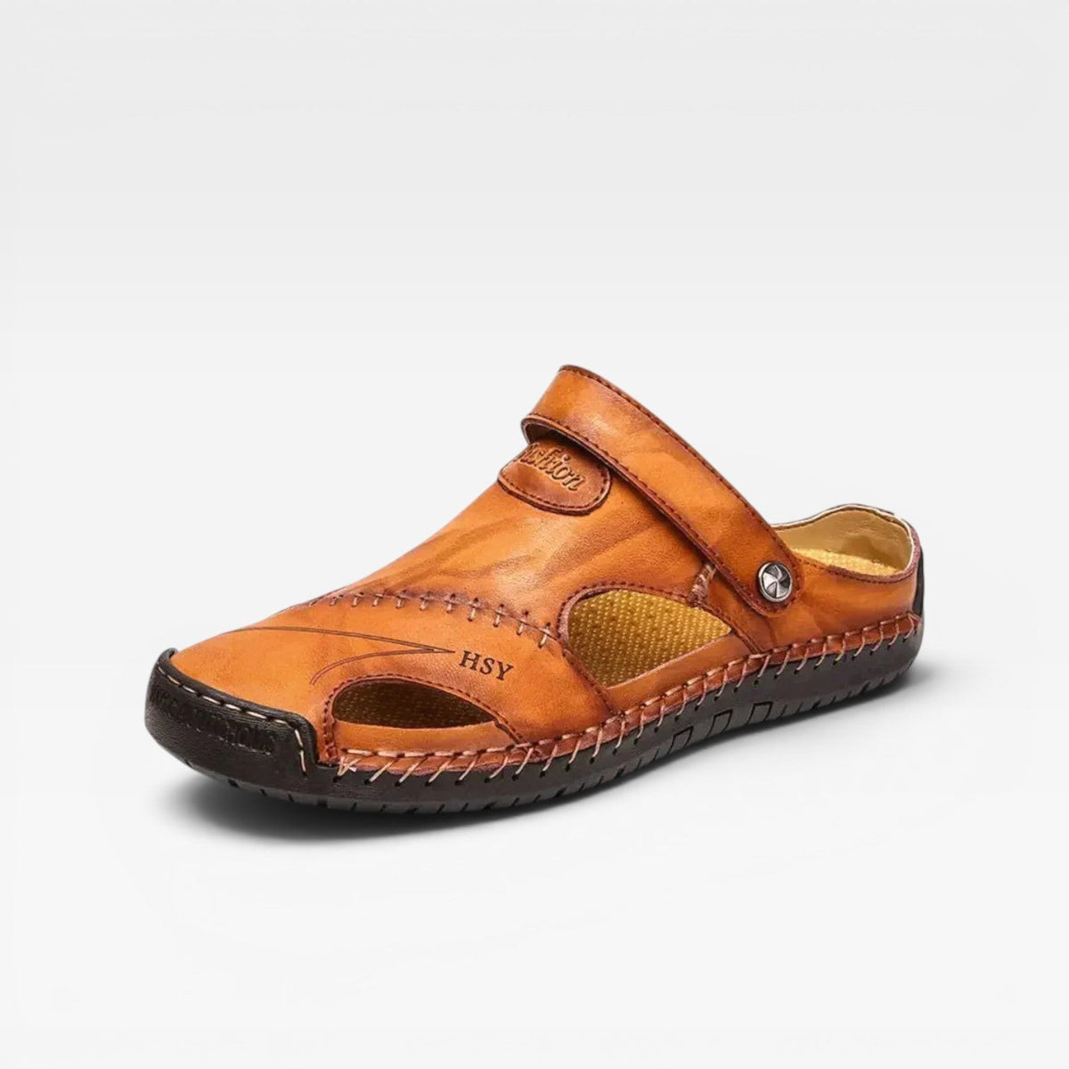 Sandales de pêcheur en cuir pour hommes – Style classique à bout fermé avec boucle réglable