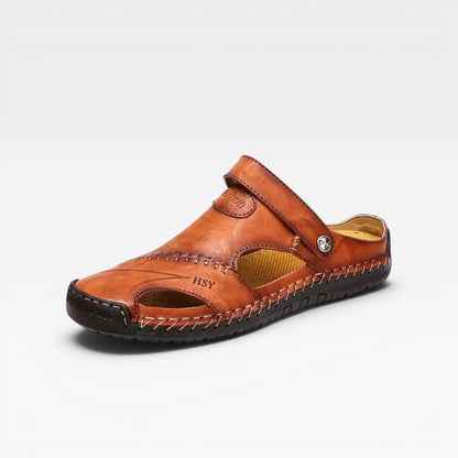 Sandales de pêcheur en cuir pour hommes – Style classique à bout fermé avec boucle réglable