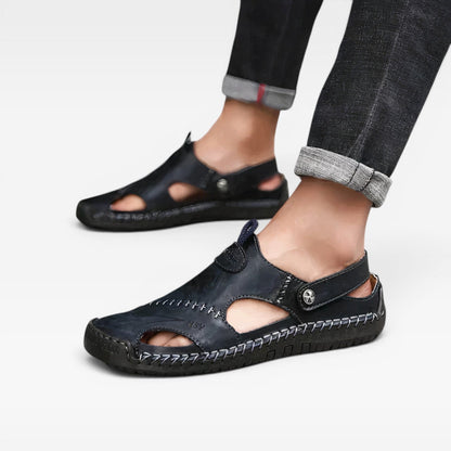 Sandales de pêcheur en cuir pour hommes – Style classique à bout fermé avec boucle réglable