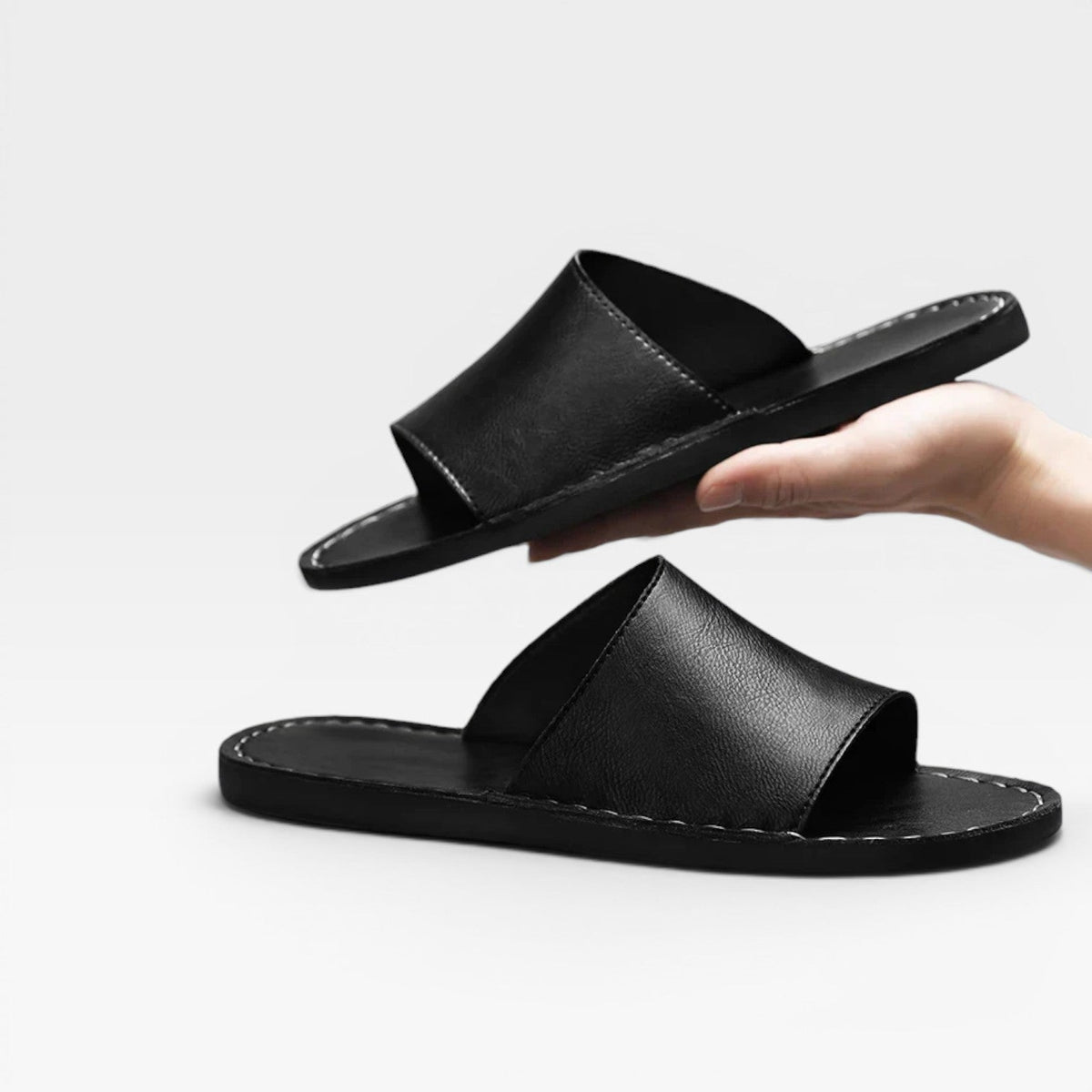Sandales à enfiler en daim de vache pour hommes – Confort quotidien cousu main