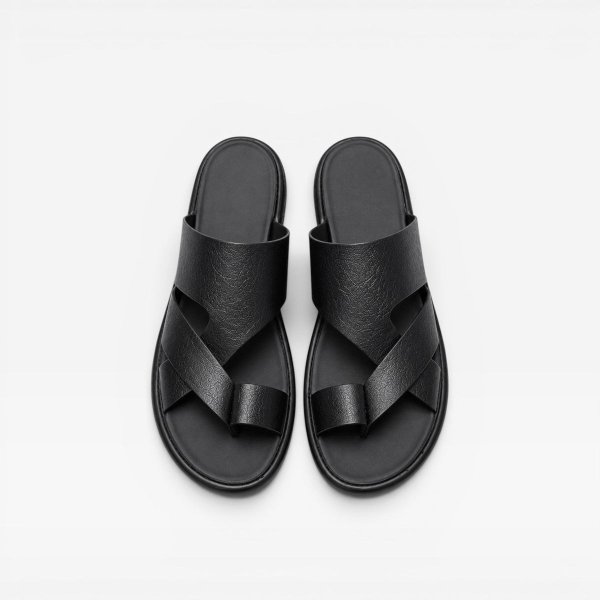 Sandales en cuir à enfiler pour hommes – Confort quotidien élégant avec boucle d’orteil