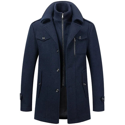 Manteau homme Danoir Paris™ bleu marine à capuche, fermeture zippée et poches