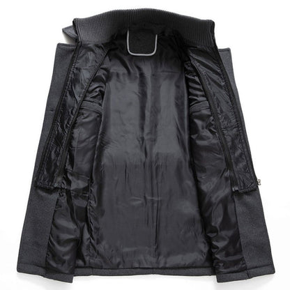 Manteau homme gris foncé doublé, intérieur noir matelassé, capuche intégrée