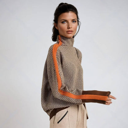 Hazel - Pull Roulé Chic En Chevrons