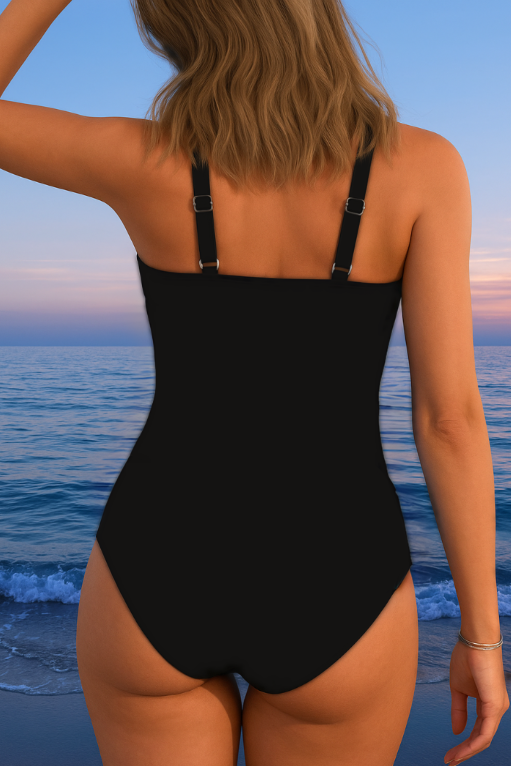Maillot de bain portefeuille noir dos nageur