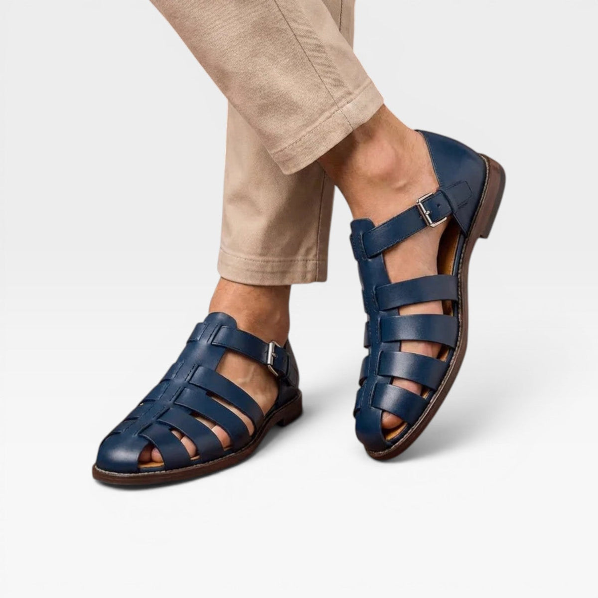 Sandales fisherman en cuir pour hommes – Style estival classique à bout fermé