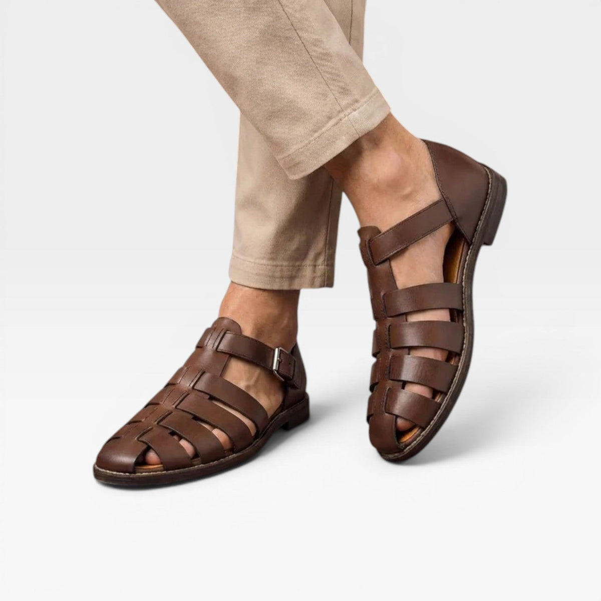 Sandales fisherman en cuir pour hommes – Style estival classique à bout fermé