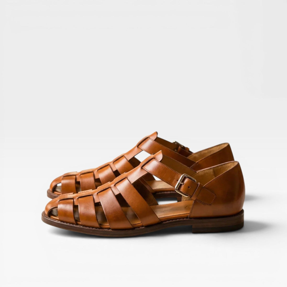 Sandales fisherman en cuir pour hommes – Style estival classique à bout fermé