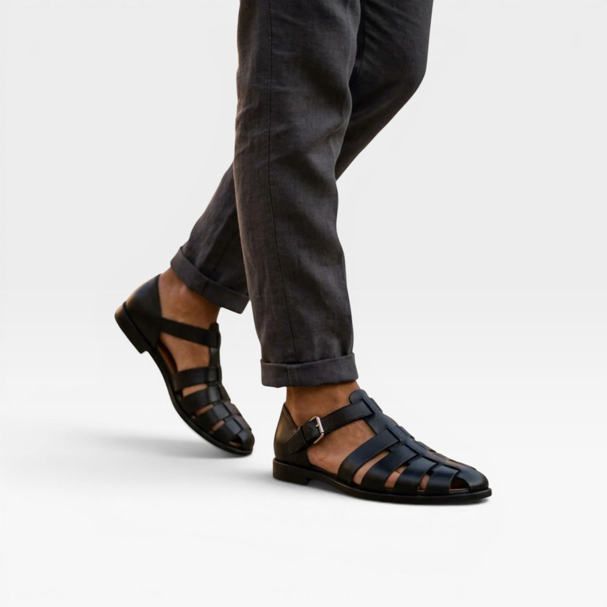 Sandales fisherman en cuir pour hommes – Style estival classique à bout fermé