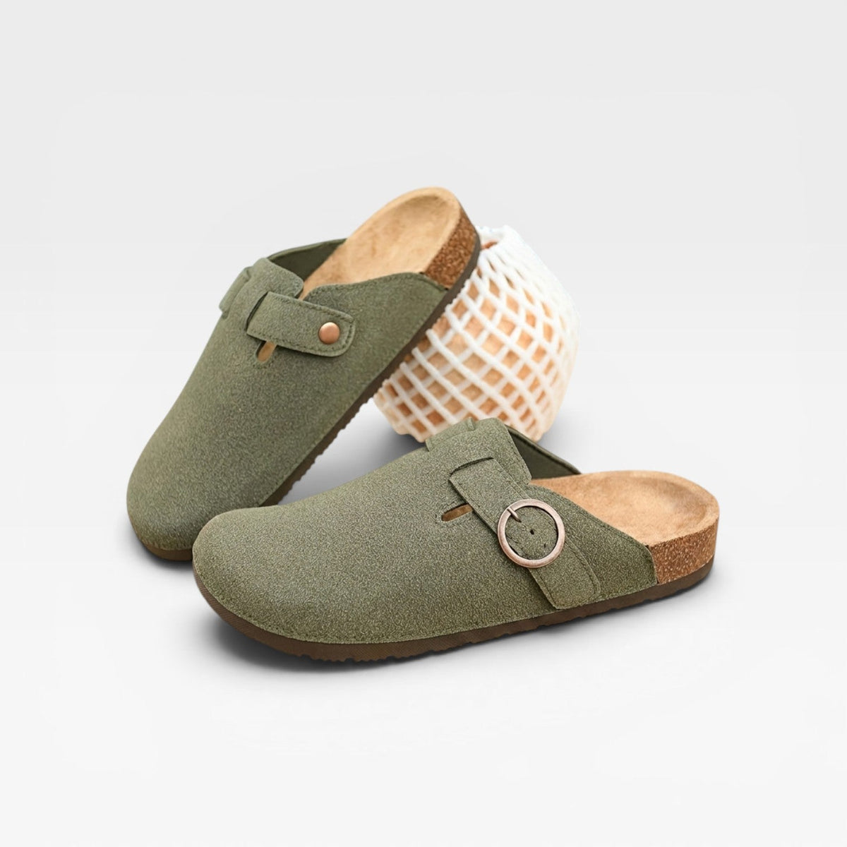 Sabots en liège pour hommes – Mules à enfiler à bout fermé avec boucle ronde