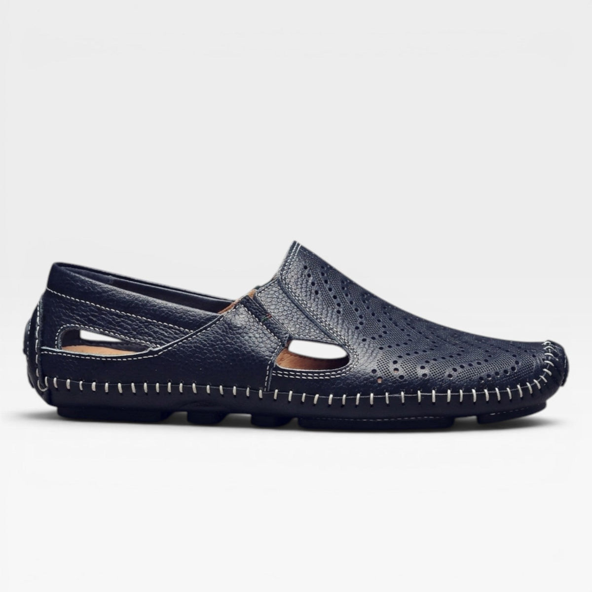 Mules en cuir style italien pour hommes – Mules d'été décontractées à enfiler perforées