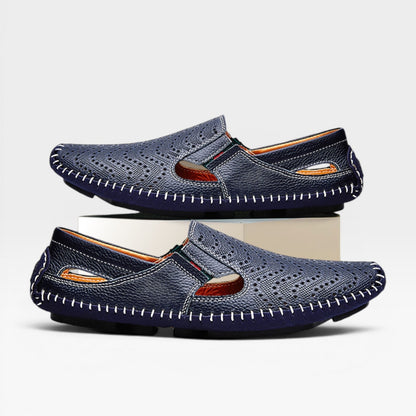 Mules en cuir style italien pour hommes – Mules d'été décontractées à enfiler perforées