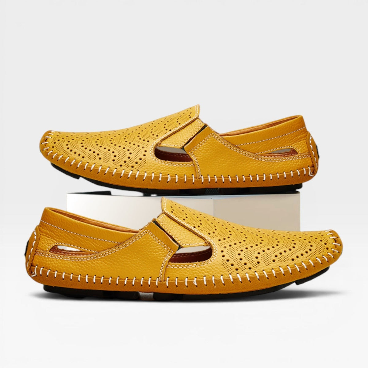 Mules en cuir style italien pour hommes – Mules d'été décontractées à enfiler perforées