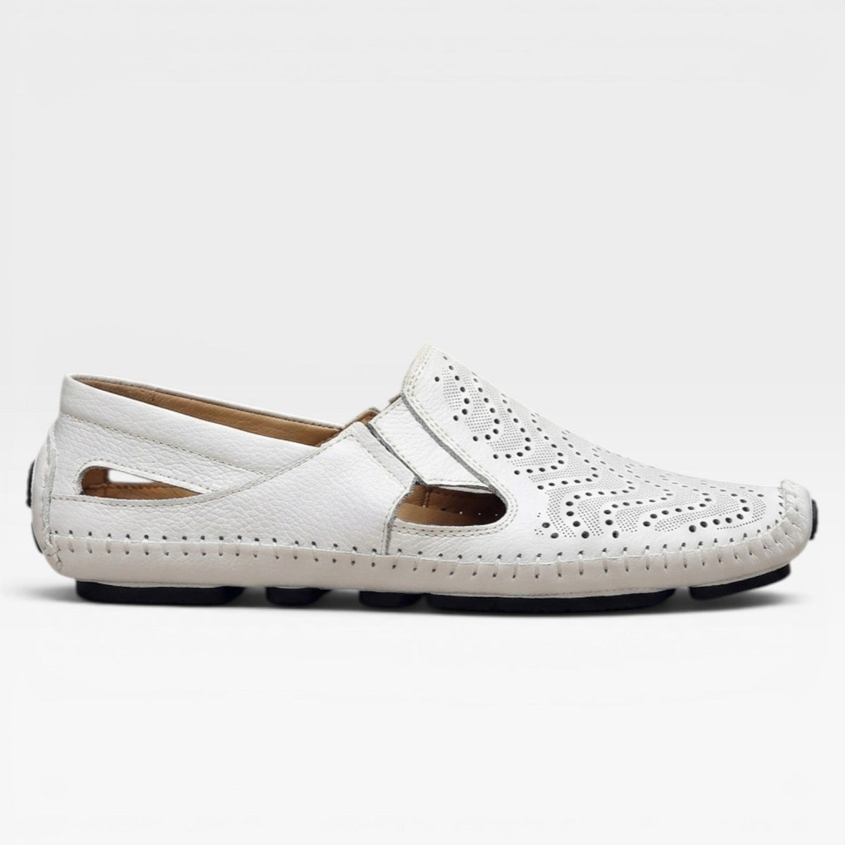 Mules en cuir style italien pour hommes – Mules d'été décontractées à enfiler perforées