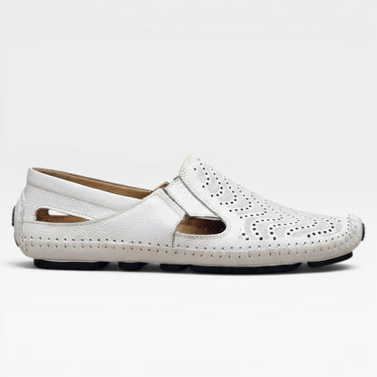 Mules en cuir style italien pour hommes – Mules d'été décontractées à enfiler perforées