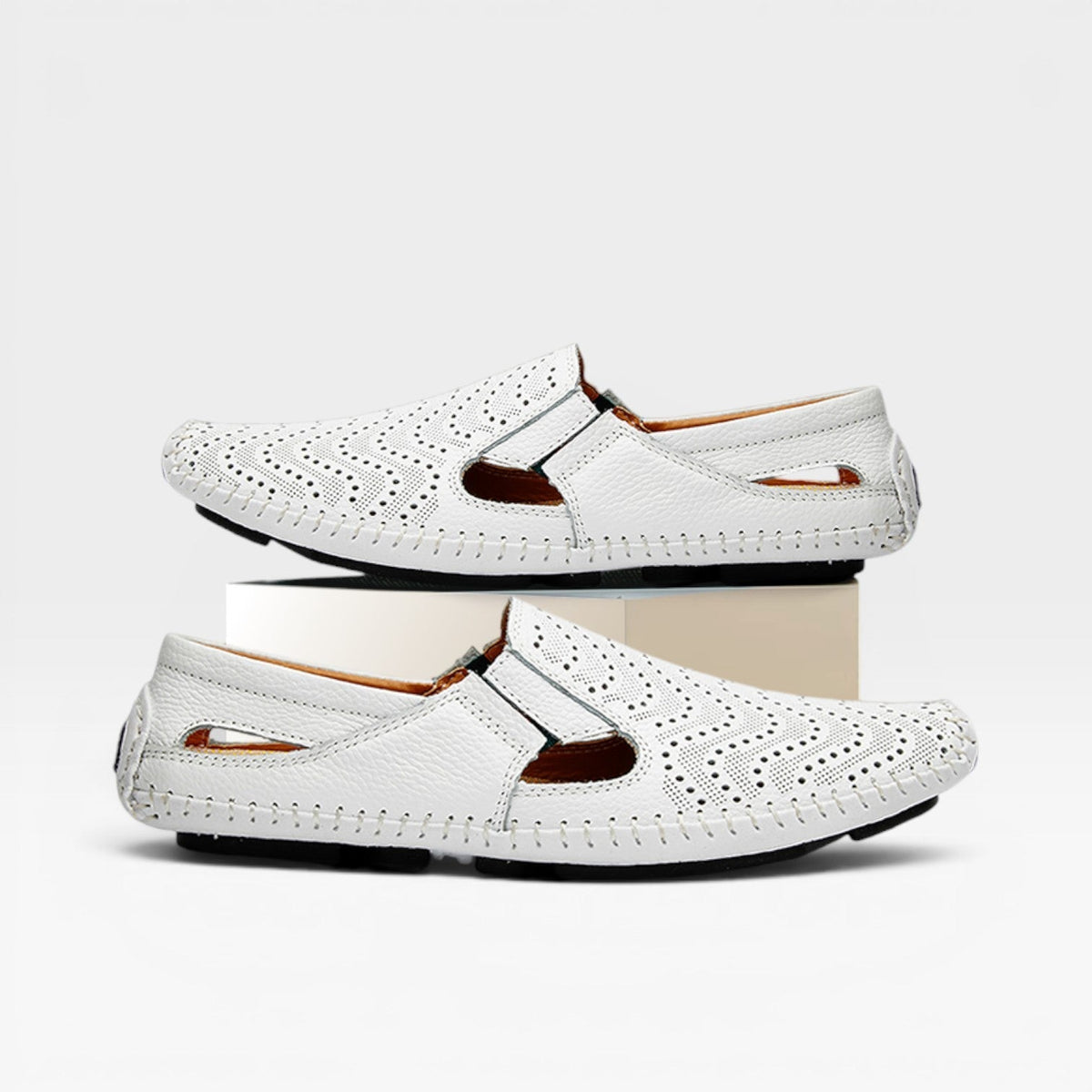 Mules en cuir style italien pour hommes – Mules d'été décontractées à enfiler perforées