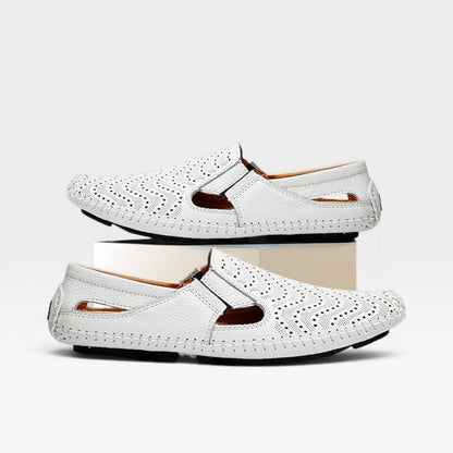 Mules en cuir style italien pour hommes – Mules d'été décontractées à enfiler perforées