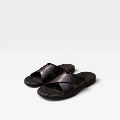 Sandales en cuir à brides croisées pour hommes – Style d'été confortable à enfiler