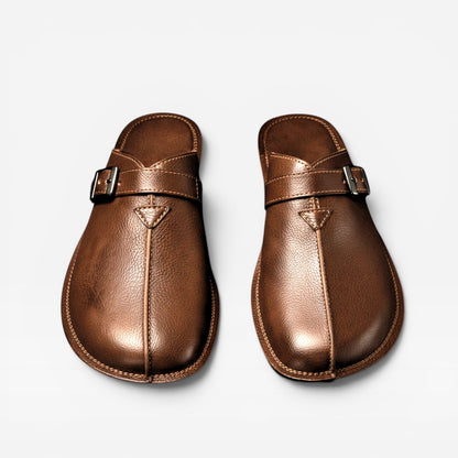Mules en cuir pour hommes – Sabots d'été à enfiler avec bride à boucle