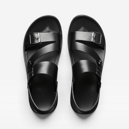 Sandales en cuir à bride réglable pour hommes – Style d'été confortable à boucle