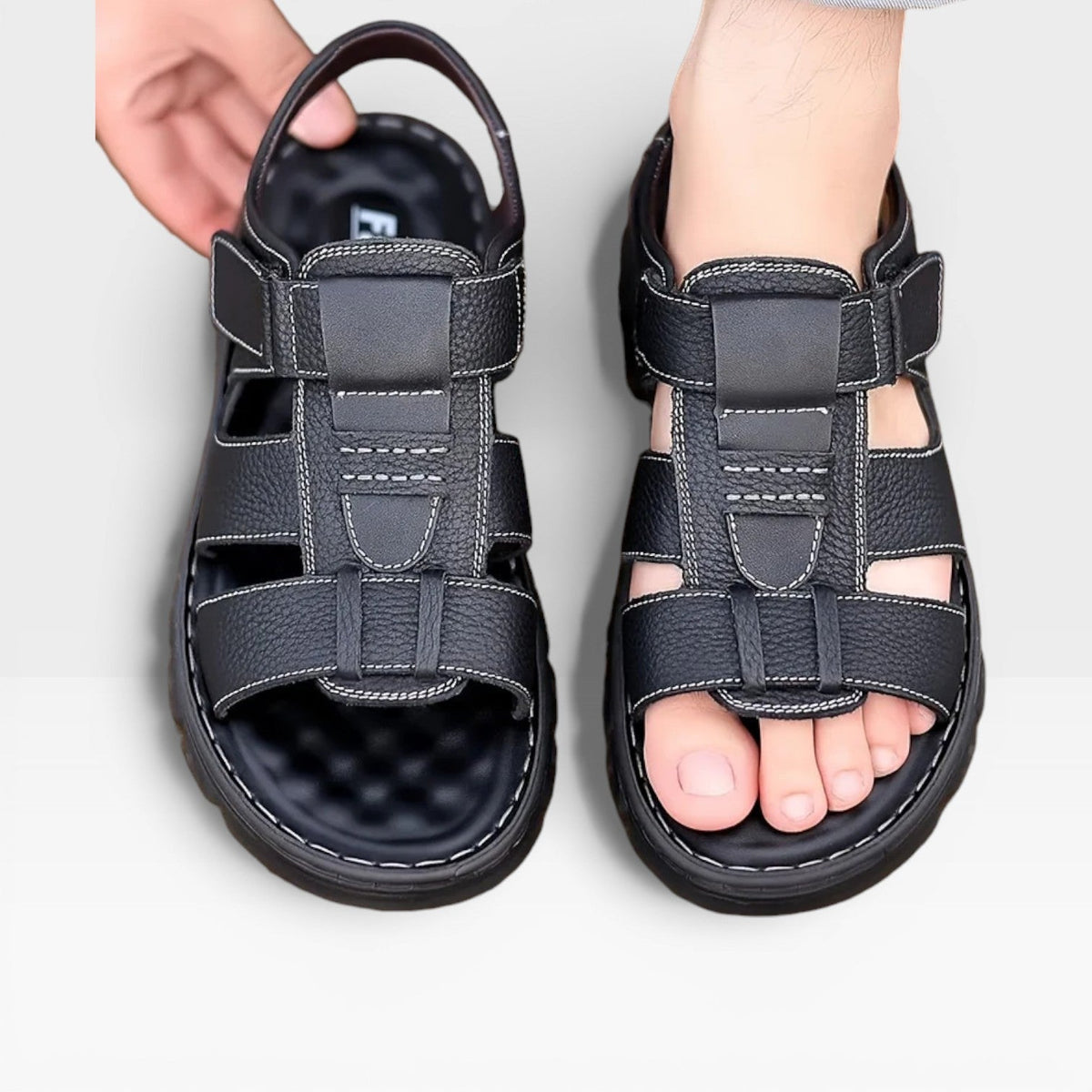Sandales en cuir à semelle souple pour hommes pour l'été