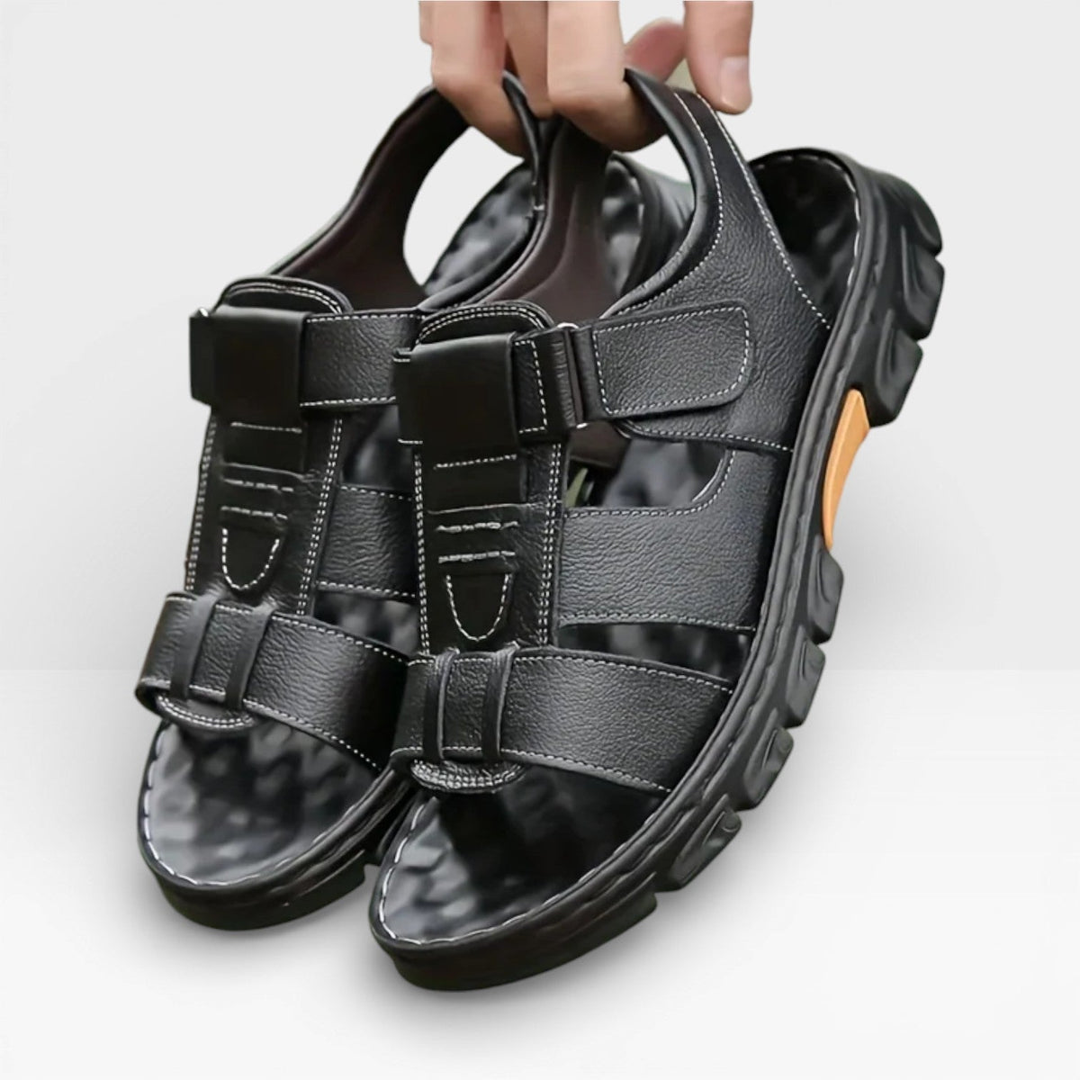 Sandales en cuir à semelle souple pour hommes pour l'été