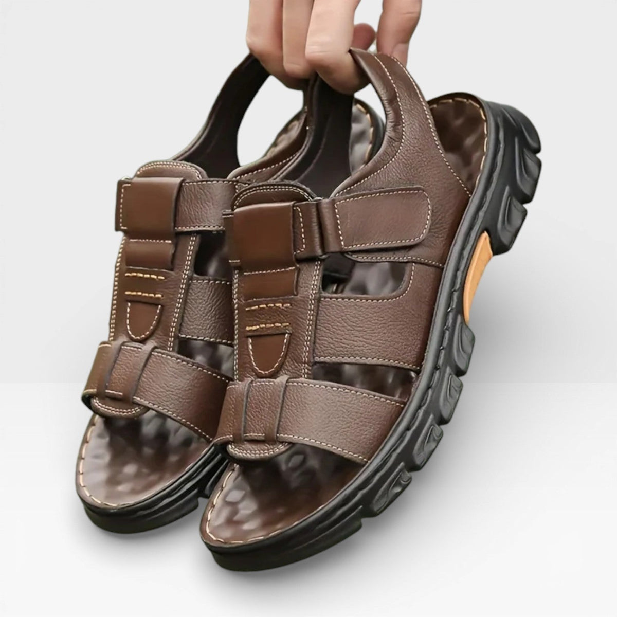 Sandales en cuir à semelle souple pour hommes pour l'été