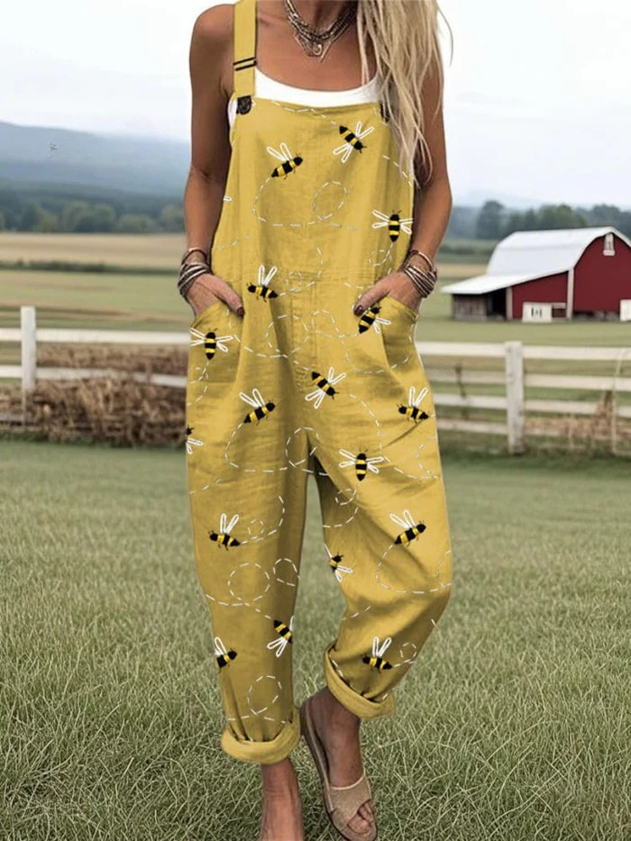 Combinaison sans manches jaune à motifs d’abeilles