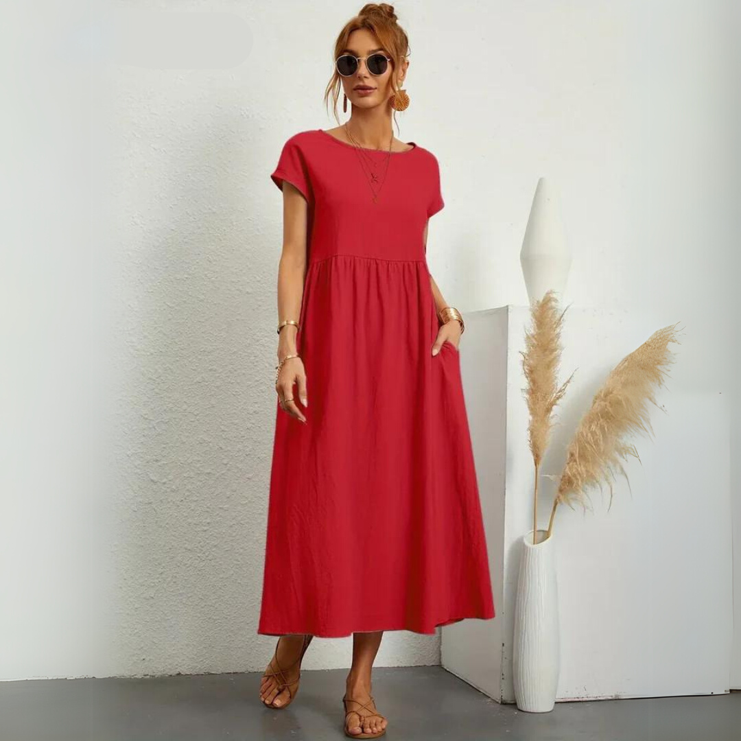 Isla - Robe Midi Décontractée en Coton