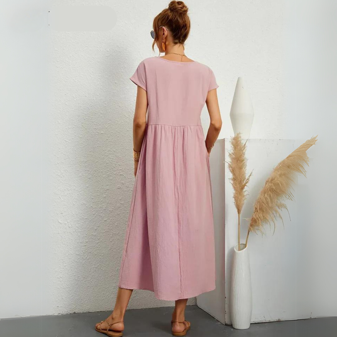 Isla - Robe Midi Décontractée en Coton