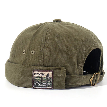 Casquette olive pour animal de compagnie, patch « Denim », sangle à boucle.