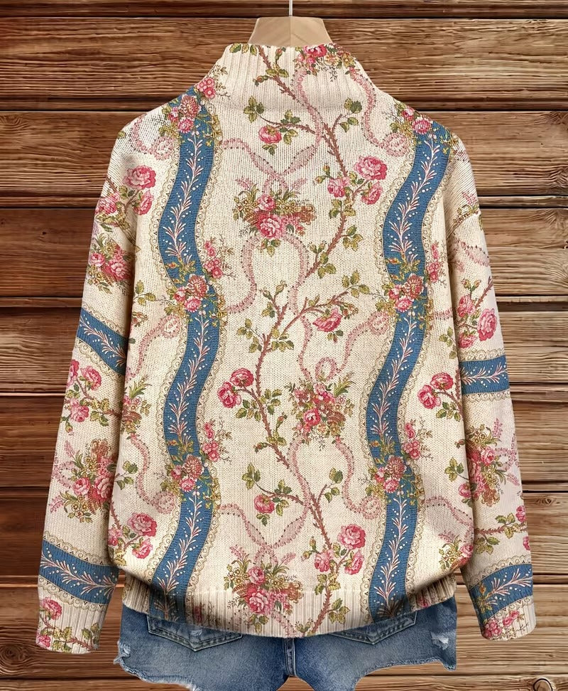 Eulalia | Cardigan à ruban en rose grimpant