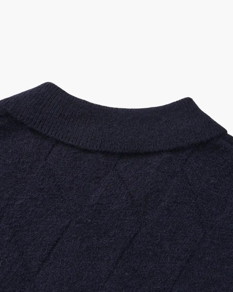 Gilet en tricot marine à col côtelé et fermeture éclair
